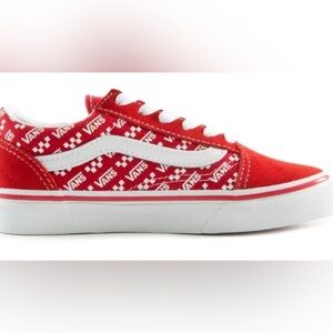 Vans Old Skool Repeat Logo Kids Red and White Patterned Sneakers
